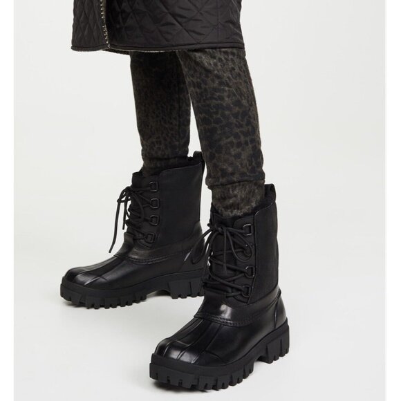 Rag Bone Rb Waterproof Winter Rain Boots Black Rubber Lace Up EU